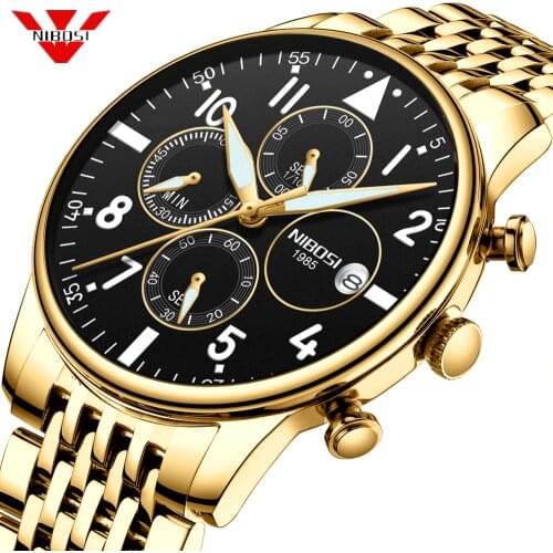 NIBOSI Mens Watches Military Luxury Brand Watch Mens Quartz Stainless Clock Fashion Chronograph Watch Man Relogio Masculino