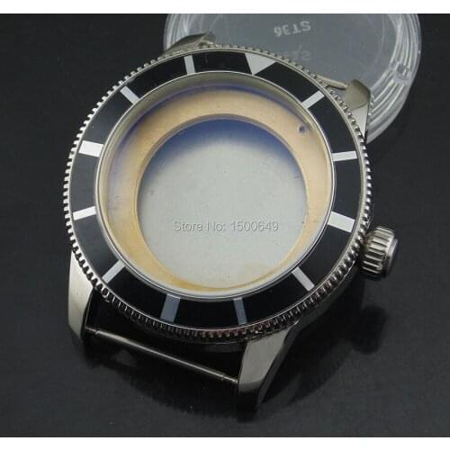 Corgeut 46mm stainless steel watch case with a black bezel fit ETA 2836 Mingzhu 2813/3804 movement