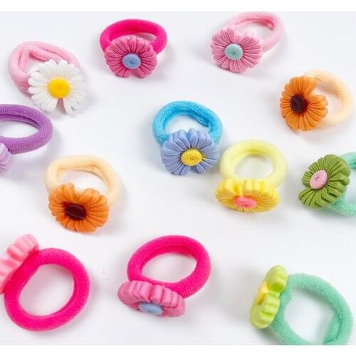 10pcs/bag Flower Bow Hair Rope Baby Headband With Tin Box Cute Daisy Children Elastic Bands Girls Hair Accessories