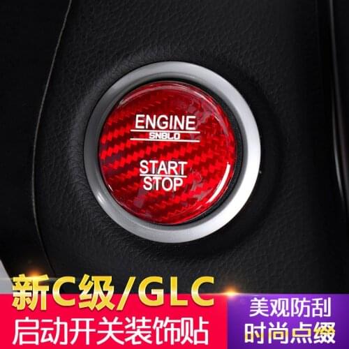 For Mercedes Benz carbon fiber refitting one touch start button and pasting a new C-class gla glc260 ignition decorative ring