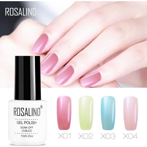 ROSALIND Gel 1S White Bottle X01-X12 7ML Pearl Semi Permanent Gel Varnish 12 Colors UV-LED Long-lasting Gel Nail Polish