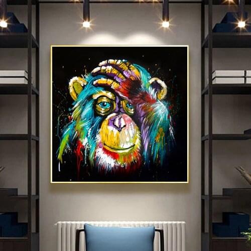 Graffiti Art Cute Monkey Canvas Painting Abstract Posters and Prints Banksy Pop Wall Art Pictures for Living Room Decor Cuadros