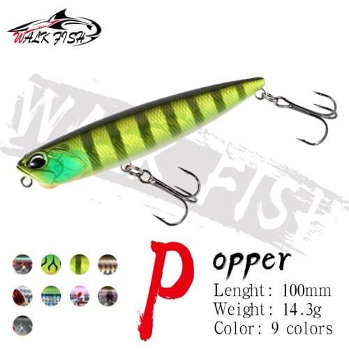 WALK FISH 100MM 14.3G Popper Fishing Lure Floating Artificial Bait Top Water Wobblers Hard Bait SwimBaits Pesca Fishing Tackle