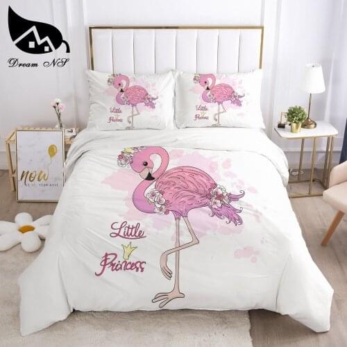 Dream NS Girls Cartoon Series White Pink Bedding Home Textiles Set King Queen Bedclothes Duvet Cover Bedding Set roupa de cama
