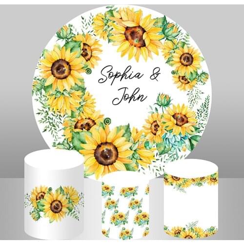 Baby Shower Circle Round Backdrop Newborn Birthday Party Photo Studio Sunflower Bridal Wedding Party Photo Background Cover