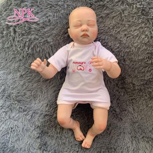 NPK 55CM reborn premie baby doll popular sleeping baby cute face hand-drawing hair hand painting real soft touch cuddly baby