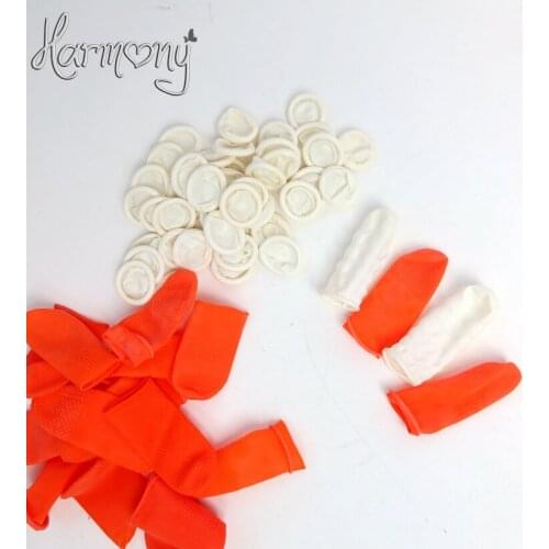 50pcs Safety Latex Heat Insulation Finger Protector Cots/Shields Antislip Antistatic Finger Tip for Keratin Hair Extensions