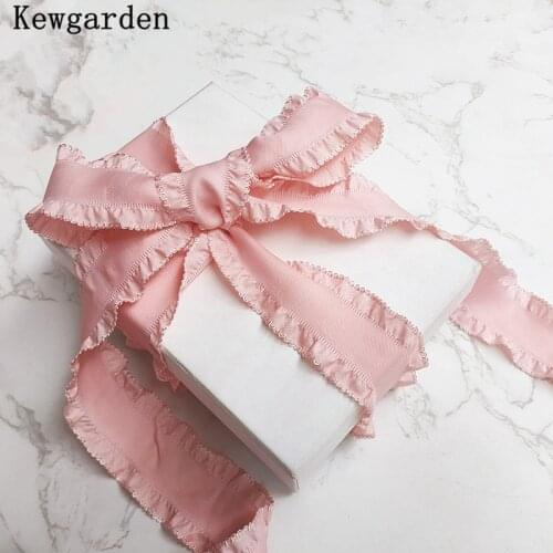 Kewgarden Ruffle Ribbon 25mm 38mm 1" 1.5" Handmade Tape DIY Hairbow Accessories Flower Packing Riband Webbing 10 Yards