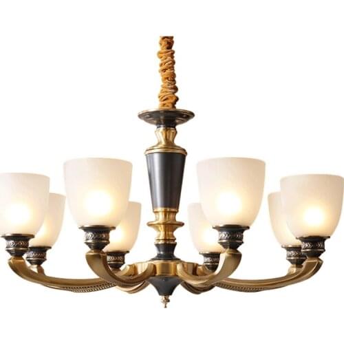 Real Brass Chandelier Lighting American Style Luxury Dining room lamp Traditional Foyer Bedroom Hanging Bedroom Lighting Fixture