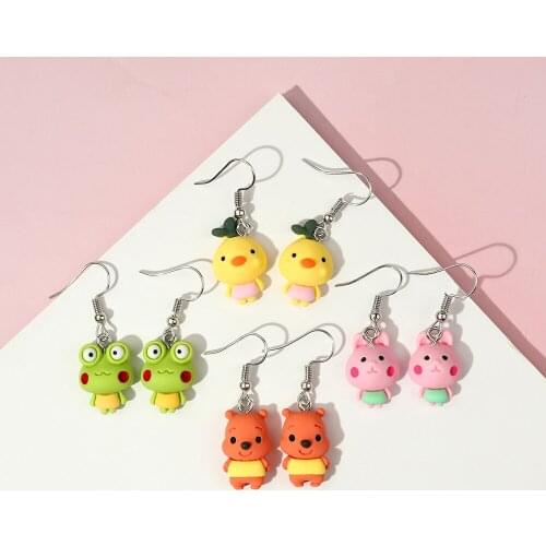 Cute Chick Duck Squirrel Rabbit Frog Woman Earrings 2021 Trend Korean Fashion Handmade Earrings For Teens Jewelry-Accessories