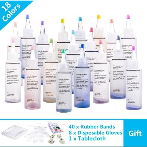 18pcs Tie Dye Kit Non-toxic DIY Garment Graffiti Fabric Textile Paint 120ml Colorful Clothing Tie Dye Kit Pigment Set