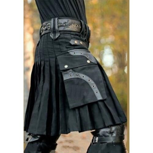 New Scottish Mens Kilt Traditional Skirt Metal Classic Retro Traditional Personality Kilts Check Pattern Men Skirts
