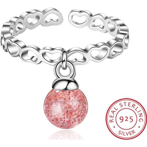 New Arrival 925 Sterling Silver Small Ball Pendant Rings for Women Jewelry Fashion Open Adjustable Finger Ring Free Shipping