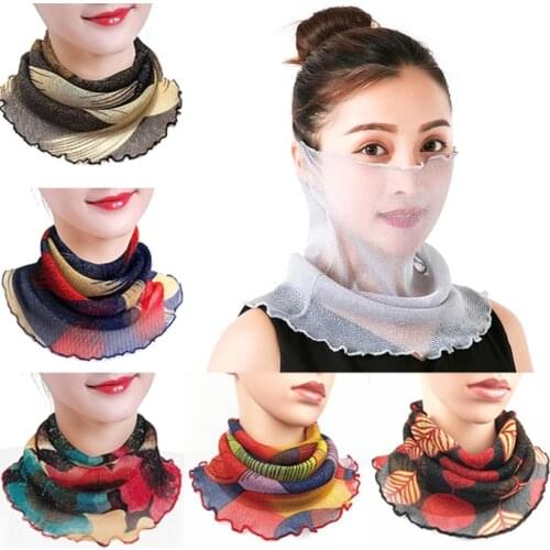 New Summer Womens Scarves Masks Hanging Ears Neck Scarf UV Protection Headscarf Ladies Beach Scarf Ring Hair Band