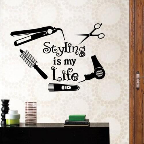 Scissor Beauty Salon Sticker Hair Salon Wall Decal Barber Shop Vinyl Window Decals Decor Mural Hairdresser Glass Sticker