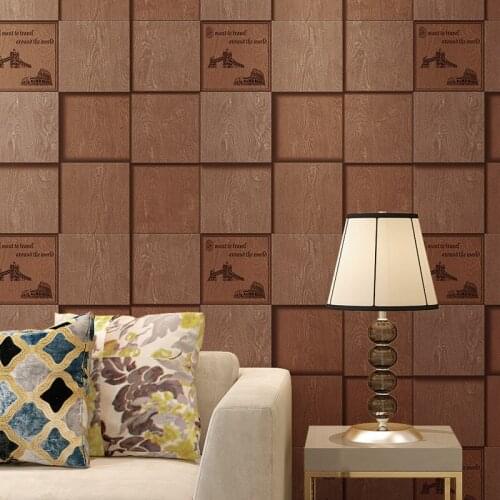 Beibehang wallpaper 3D square grid wallpaper American retro background wall hotel cafe casual PVC waterproof wallpaper