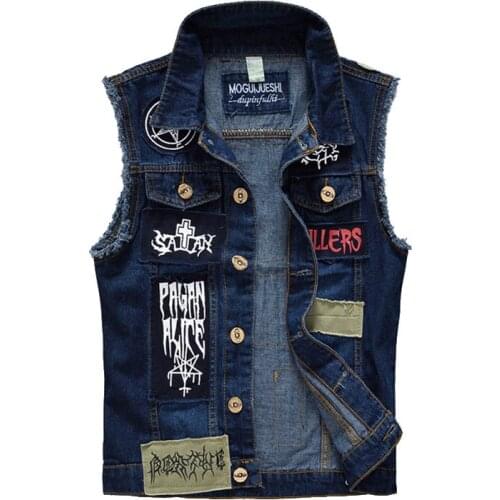 Ripped Jeans Vest Mens Design Denim Vest Male Washed jeans waistcoat Man Cowboy Vintage Jeans Sleeveless Jacket,YA565