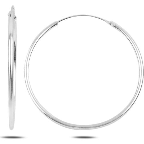 Silver 925 Sterling 35mm Simple Ring Earrings