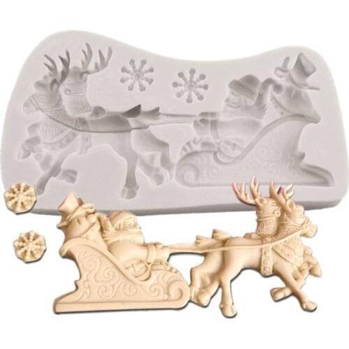 Santa Claus Silicond Mold Christmas deer DIY Cake Chocolate Fondant Moulds Dessert Lace Pastry Decoration Supplies