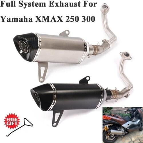Ful System Motorcycle Exhaust For Yamaha XMAX 250 300 XMAX250 XMAX300 Modify Front Mid Link Pipe Carbon Fiber Muffler DB Killer