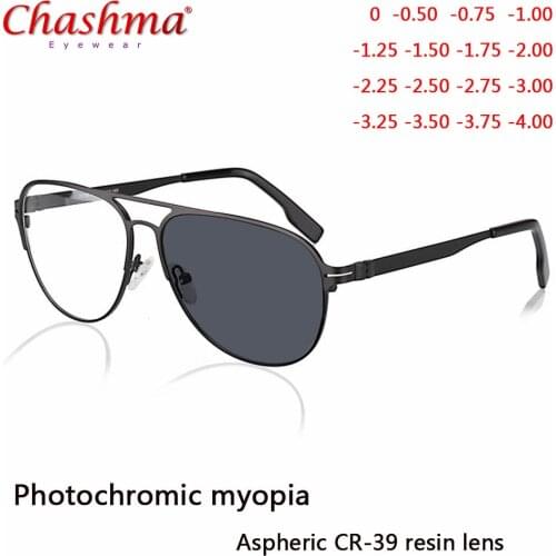 Myopia Sunglasses Finished Men Women Myopia Eyeglasses Frame with CR39 Sun Photochromism gray lens prescription Myopia Eyewear