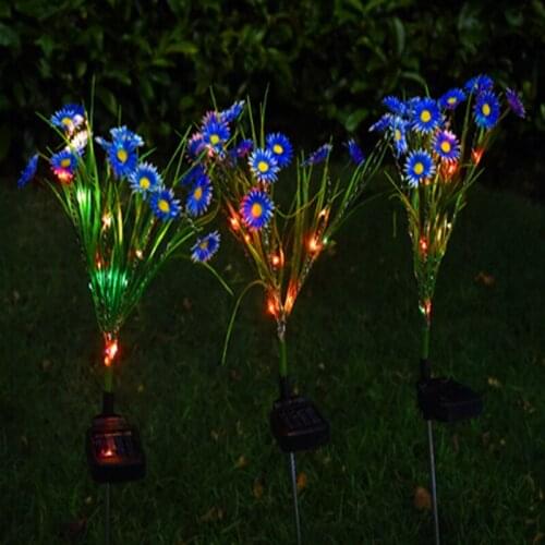 Solar Light Outdoor Powered LED Light Waterproof Chrysanthemum Flower Stake Lamp For Home Garden Yard Lawn Path Decorate