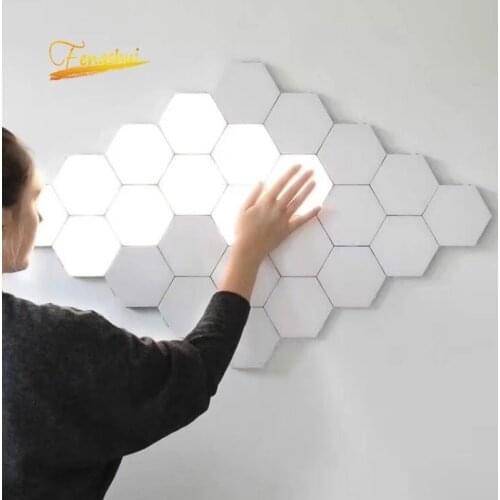 Modern LED Night Light Quantum Modular Sensitive Lamp White Decor Hexagon Touch Lighting Bedside Lamp Indoor Lighting Fixtures