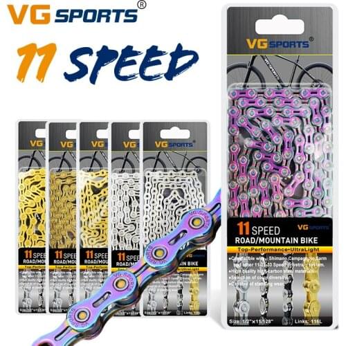 VG Sports Bicycle Chain 11 Speed Bike Chain Half / Full Hollow 116L Titannium golden silver 11s MTB Mountain Road Bike Chains