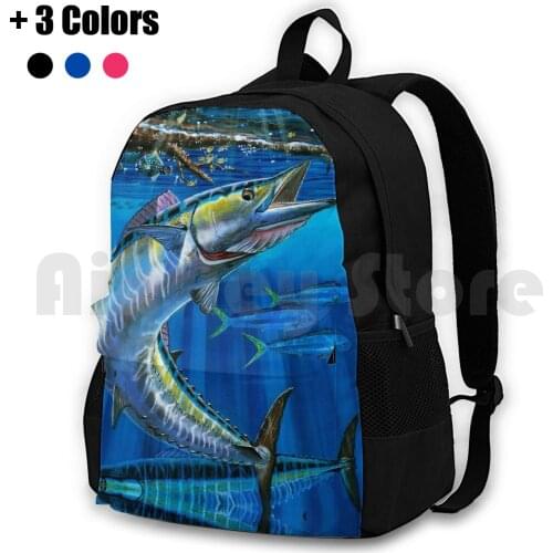 Wahoo Haven Outdoor Hiking Backpack Riding Climbing Sports Bag Wahoo Pelagic Sport Fishing Fishing Fish Ocean Marine Art Marine