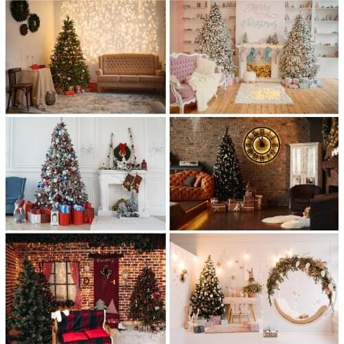 SHUOZHIKE Vinyl Christmas Photography Backgrounds Tree Gift Children Baby Photo Backdrop For Studio Photocall Props 21519HDY-02