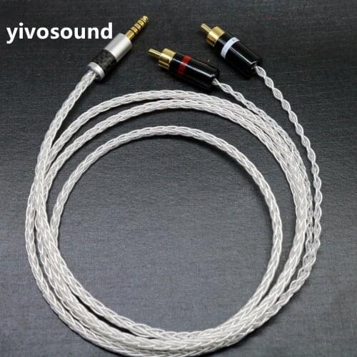 Yivosound HIFI 8 core pure silver 4.4mm 3.5mm to 2rca jack aux audio cable Headphone amp connecting line interfaz de audio
