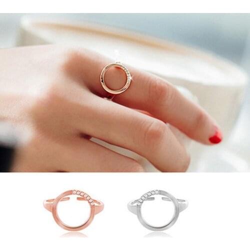 New Cute Colorful Crystal Round Rings For Women Geometric Free Size Adjustable Jewelry Index finger Ring Party