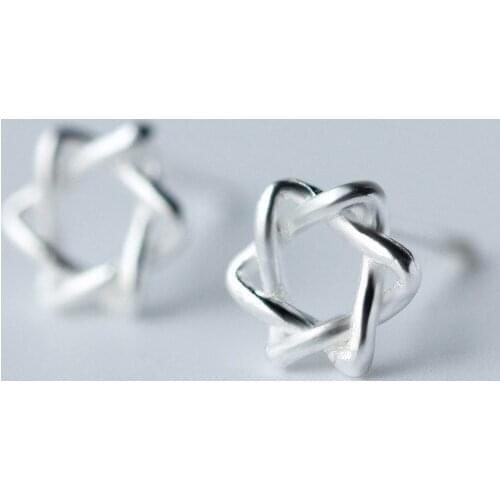 MloveAcc Genuine 100% 925 Sterling Silver Ethnic Shining Hexagram Stud Earrings for Women Girls Sterling Silver Jewelry Brincos