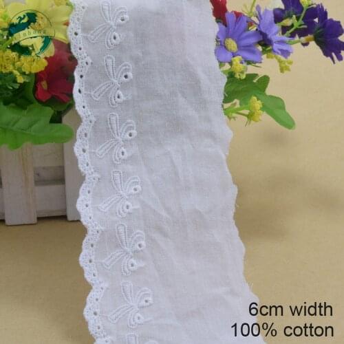 10yards 6cm white 100% cotton embroidery lace french lace ribbon fabric guipure diy trims warp knitting sewing Accessories#3716
