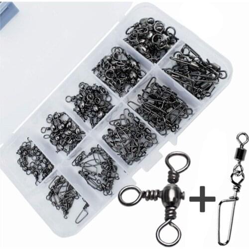 100PCS Fishhooks Fishing Tackle Swivels Snap Connector Fishing Bait Holder With Hooked Snap Fishhook Carabiners for fishing