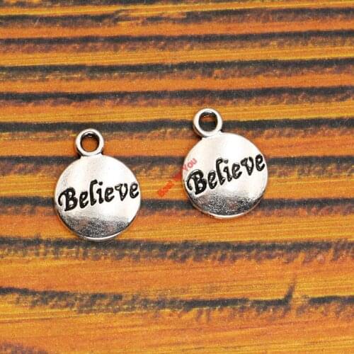 20pcs Believe Jesus Charm Pendant fit Bracelet Necklace Tibetan Silver Plated Jewelry DIY Making Accessories 15x12mm