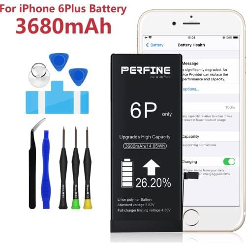 PERFINE for Iphone 6 Plus Battery A1522 A1524 A1593 3680mAh Mobile Phone Installation Repair Tool Kit Lightning Cable