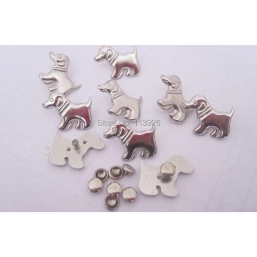 Free shipping!100pcs silver17X22mm Dog shape metal rivets studs and spikes for clothes /shoes/leather craft/DIY accessories