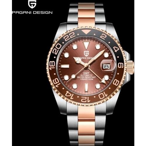 PAGANI DESIGN 40mm Luxury Men Mechanical Wristwatch Stainless Steel GMT Watch Top Brand Sapphire Glass Men Watches reloj hombre