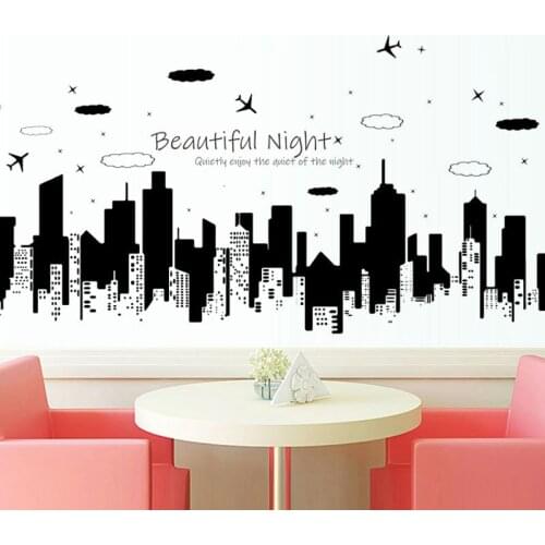 130*60cm Starry Night City Kids Room Decoration Beautiful Night Wall Stickers Home Decor Living Room Creative Vinyls for Walls
