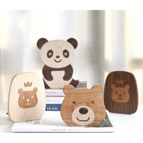 Wood Cartoon Animal Bookends Student Desktop Book Support Stand Bookshelf With Pen Holder Stationery Storage Rack Organizer