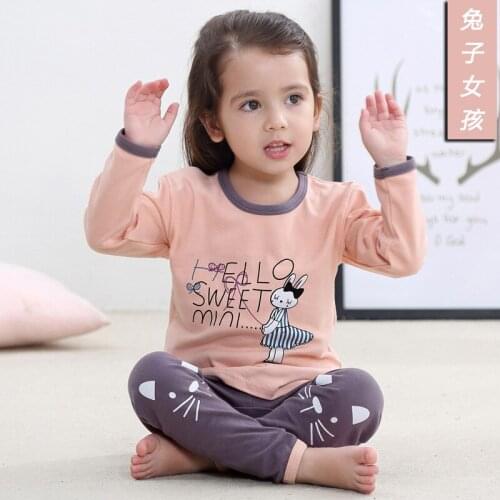 Kids Clothes 2020 Autumn Girls Boys Sleepwear Pajamas Baby Infant Home Clothes Animal Cartoon Pajama Sets Cotton Girls Pyjamas