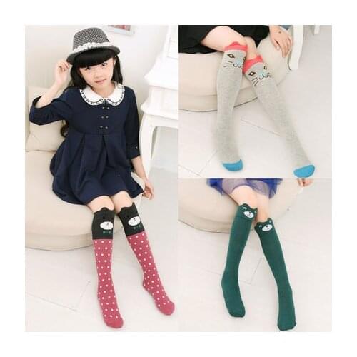 Cartoon Cute Children Socks Print Animal Cotton Baby Kids Socks Knee High Long Fox Socks For Toddler Girl Clothing Accessories