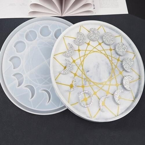 Star Moon Clock Dial Crystal Epoxy Resin Mold Lunar Eclipse Moon Phase Ornament Plate Silicone Mould DIY Crafts Making Tool