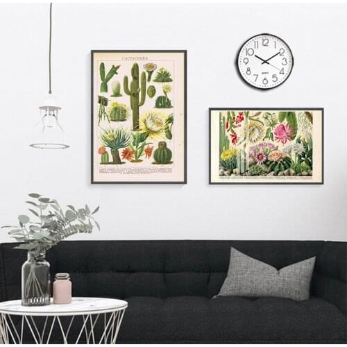 Art Canvas Painting Educational Wall Pictures Decor Cactus Flowers Desert Plants Succulents Posters and Prints Botanical Wall