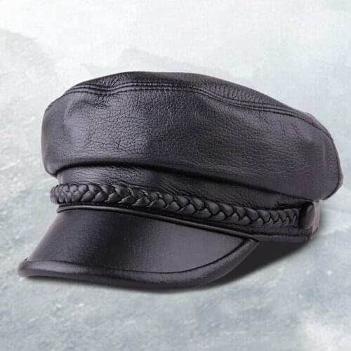 Mens Womens Casual Leather Hat Spring Autumn Winter Goat Leather Cap Male Female Youth Flat Top Fashion Leisure Caps H6975