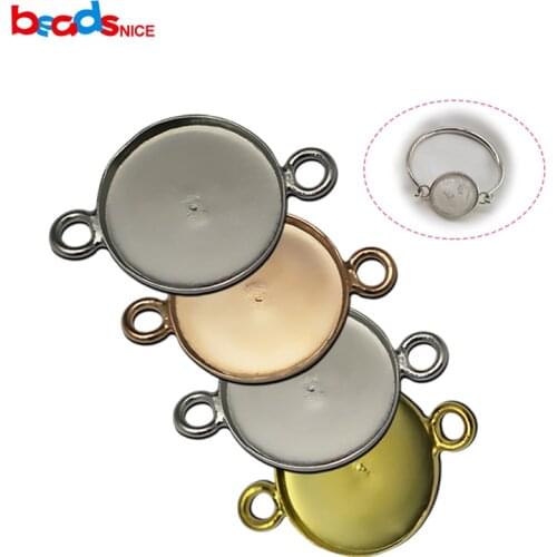 Silver Bezel Connectors Link Round Base Connectors For Bracelet Making 5pcs per lot ID27615