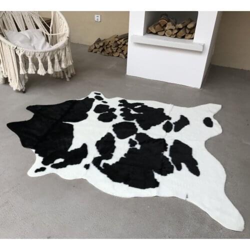 Faux Fur Rug Animal Cow Shape Leopard Zebra Print Pattern Floor Mat Chair Cover Furry Fluffy Bedroom Living Room Seat Pad Carpet
