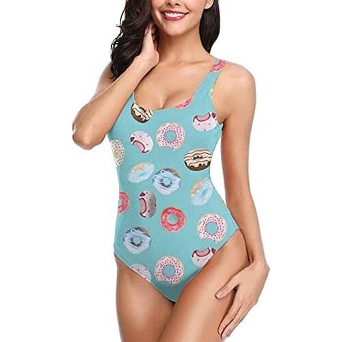 Bikini Swimsuit For Women Macarons Green Background Backless Bikini Sexy Summer Beach Swimwear High Waisted Bikini plus size