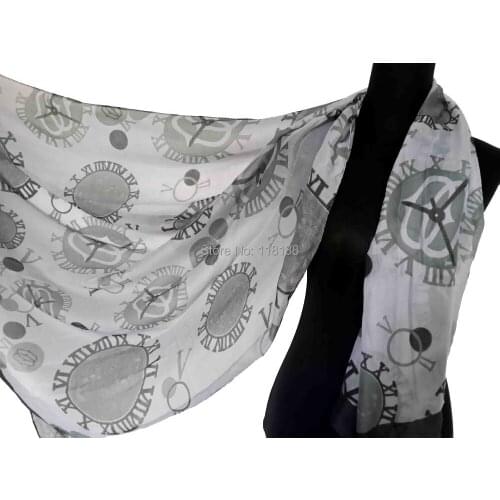 Mechanic Watch Time Print Scarf Shawl Wrap, Free Shipping
